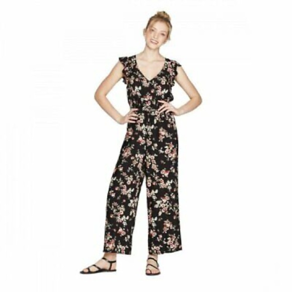 Black Floral Flowy Jumpsuit